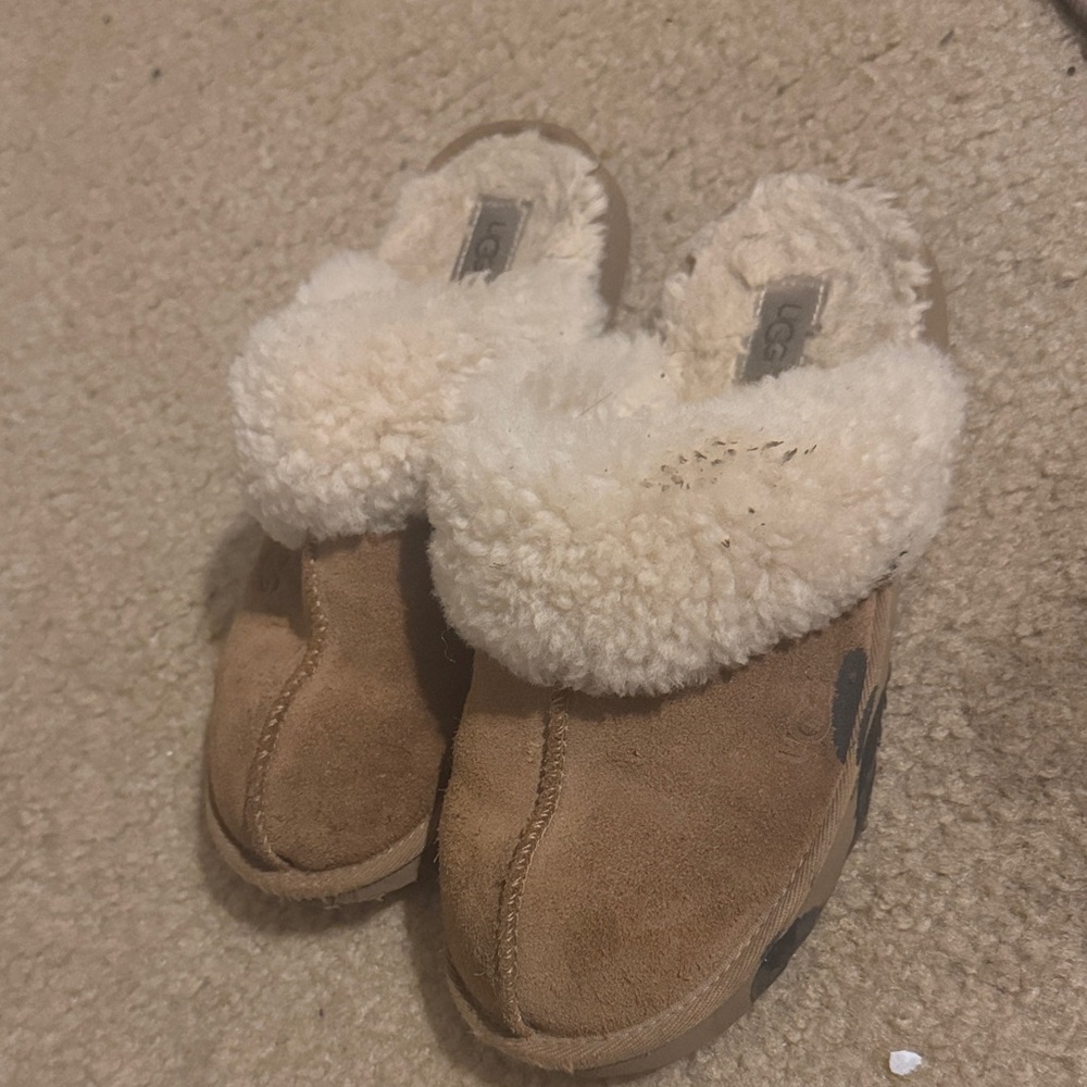 UGG Brown Suede Slippers with Cream Lining